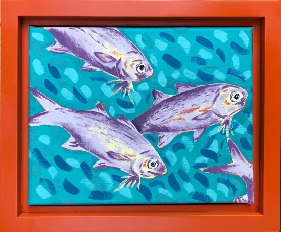 Moi School III (sold), Acrylic by Amy-Lauren Lum Won - Kauai fish art, Hawaii fish paintings
